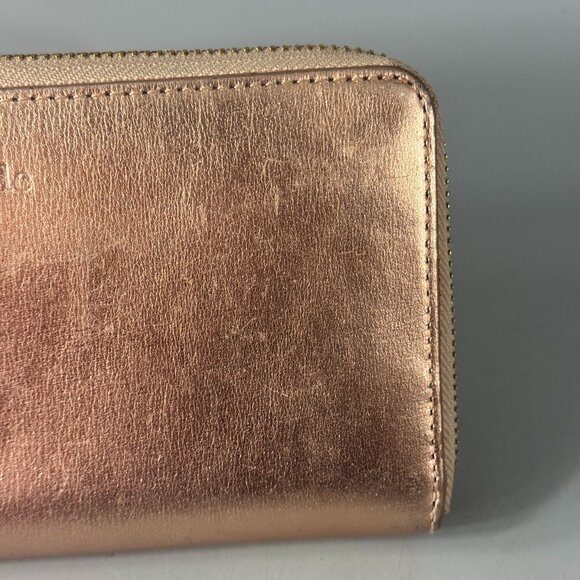 Kate Spade Spencer Metallic Leather Slim Zip Around Continental Wallet Rose Gold - Picture 3 of 15